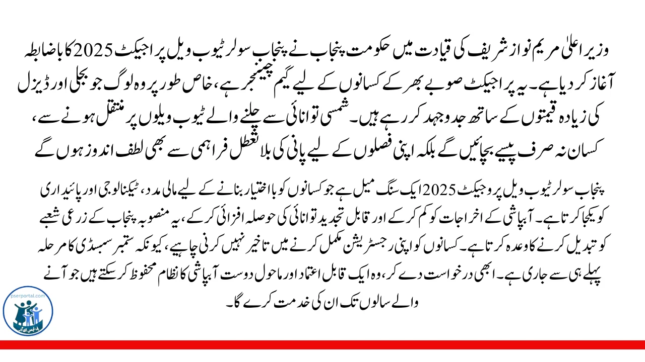 پنجاب سولر ٹیوب ویل پروجیکٹ 2025